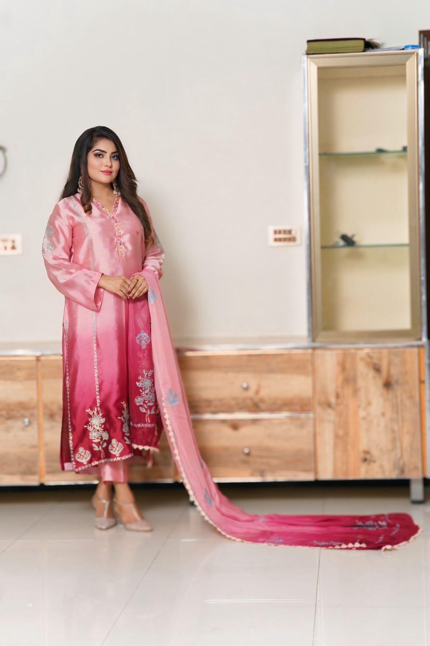 Pure Sheesha Silk Suit 3 piece ( Block printing all colors available ))