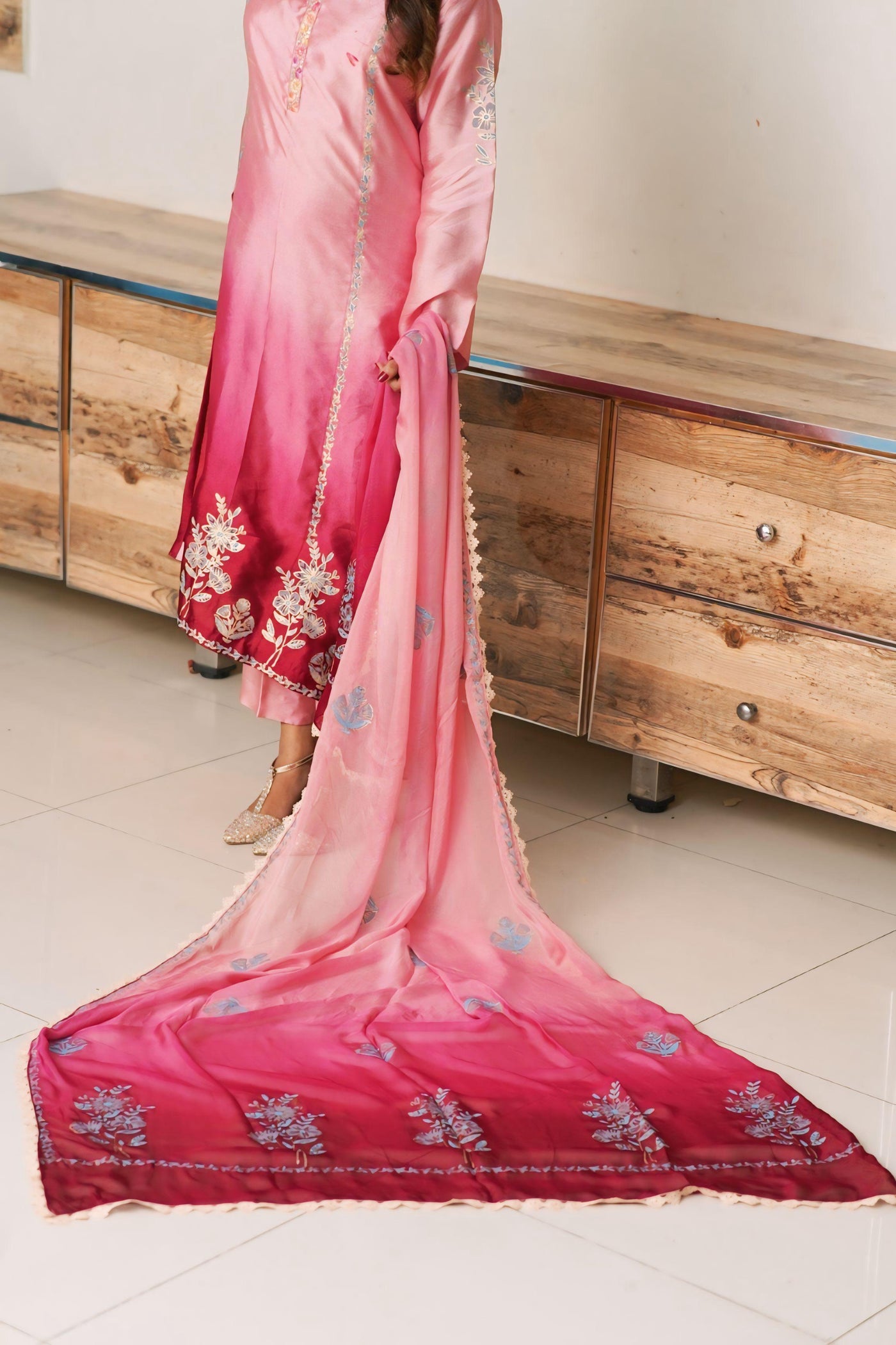 Pure Sheesha Silk Suit 3 piece ( Block printing all colors available ))