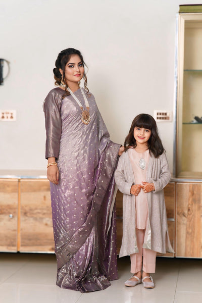 Formal Wear Dress ( Tussel Silk + Shafon fabric zaree sequence work )