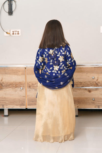 Elegant Blue and Golden Dress